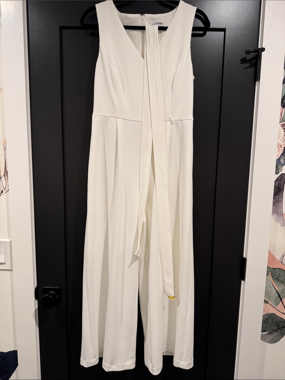 Calvin Klein Ivory Sleeveless Wide-Leg Jumpsuit